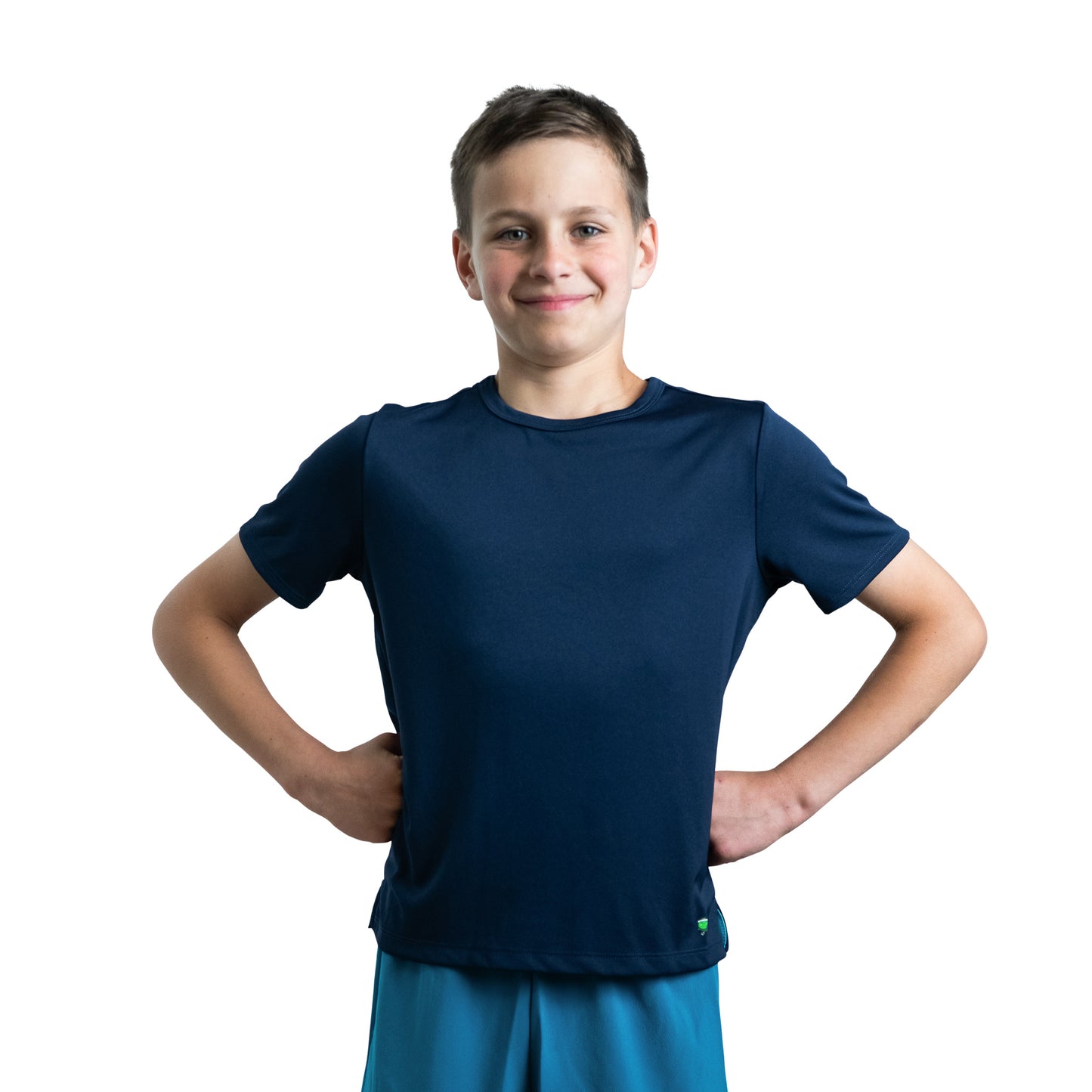 navy kid's running t-shirt, navy kid's t-shirt