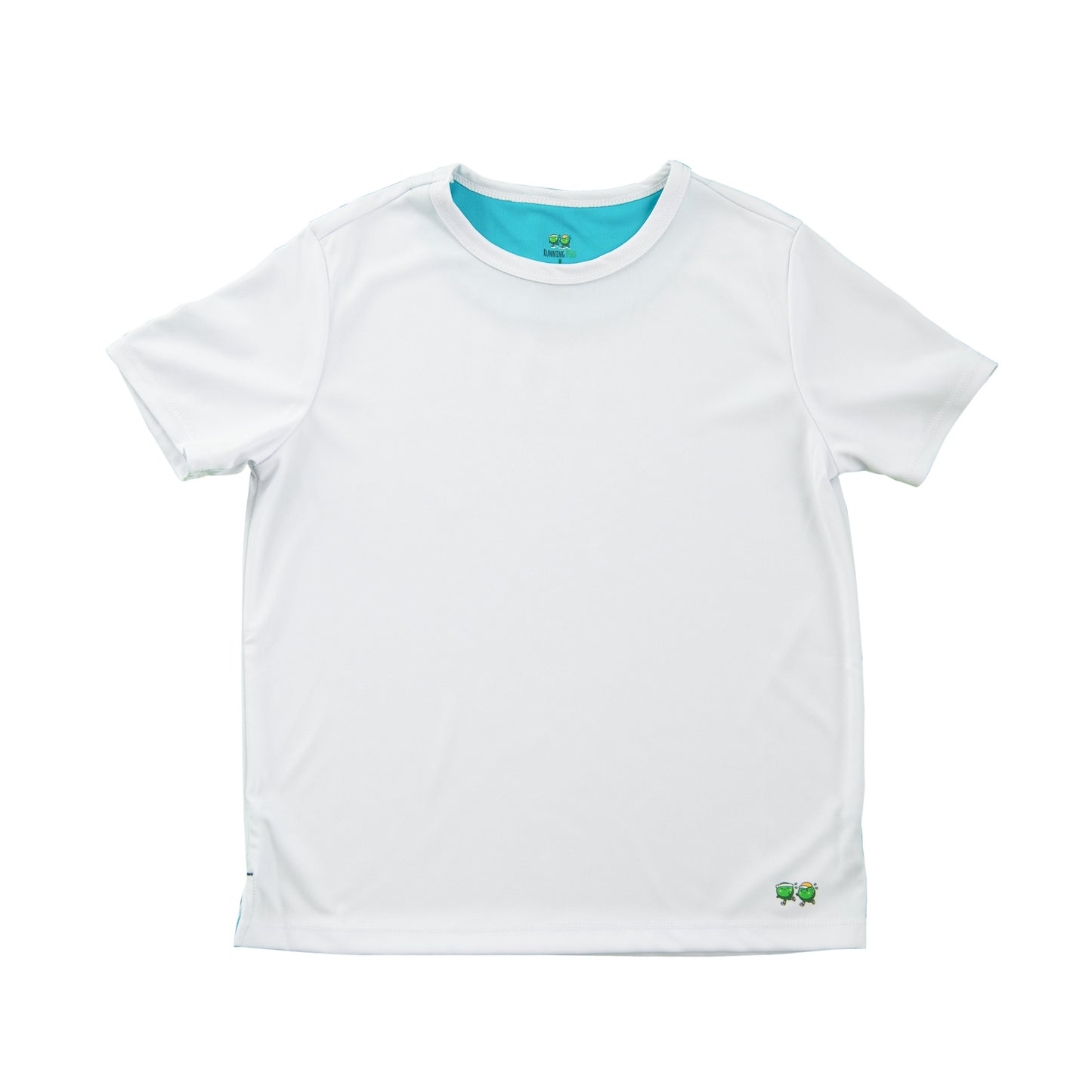 white kid's running t-shirt, white kid's t-shirt