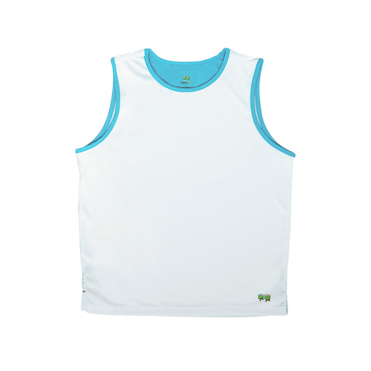 white singlet, white tank top, kids running tank top