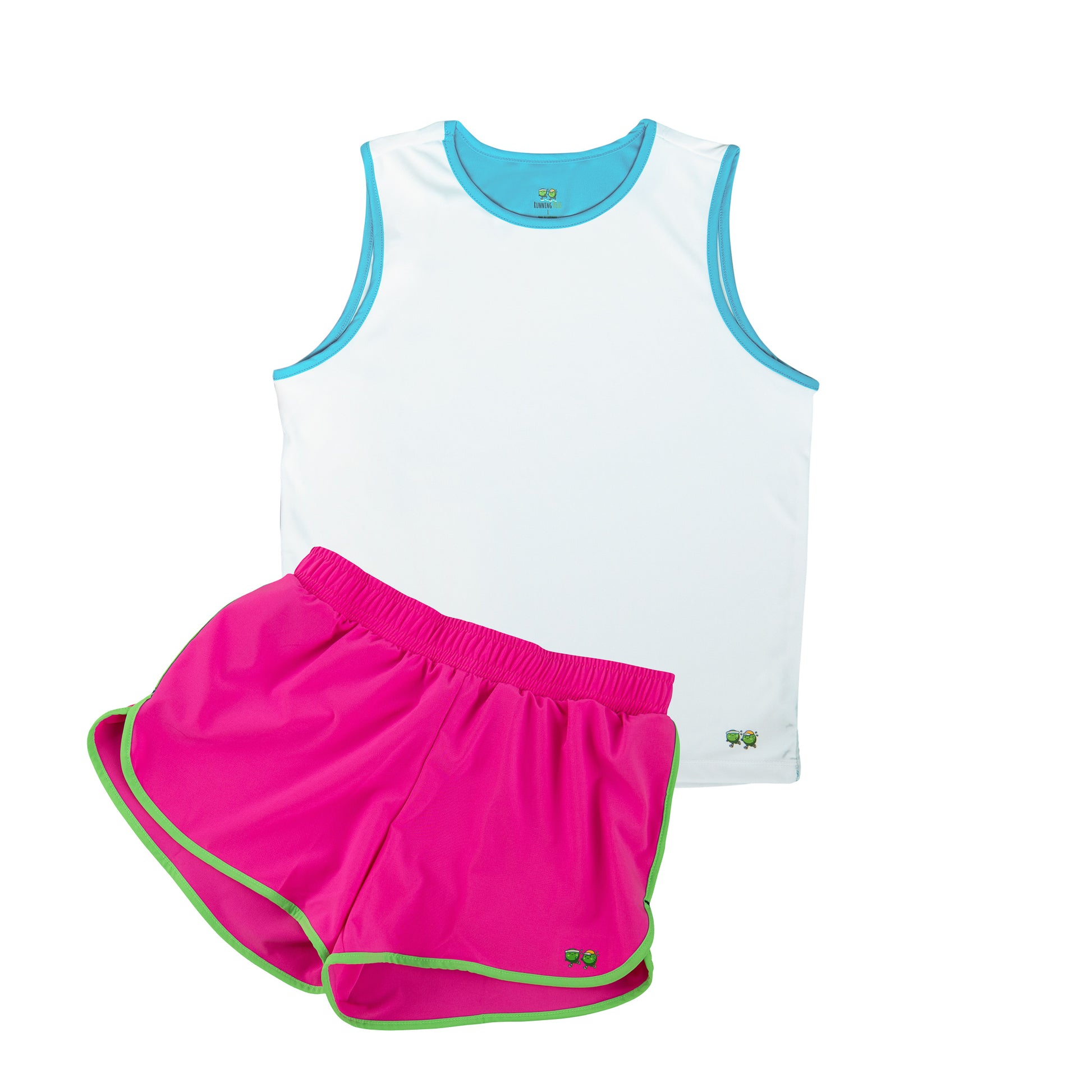 kid's running kit, kid's tank top, kid's running short white/pink combo