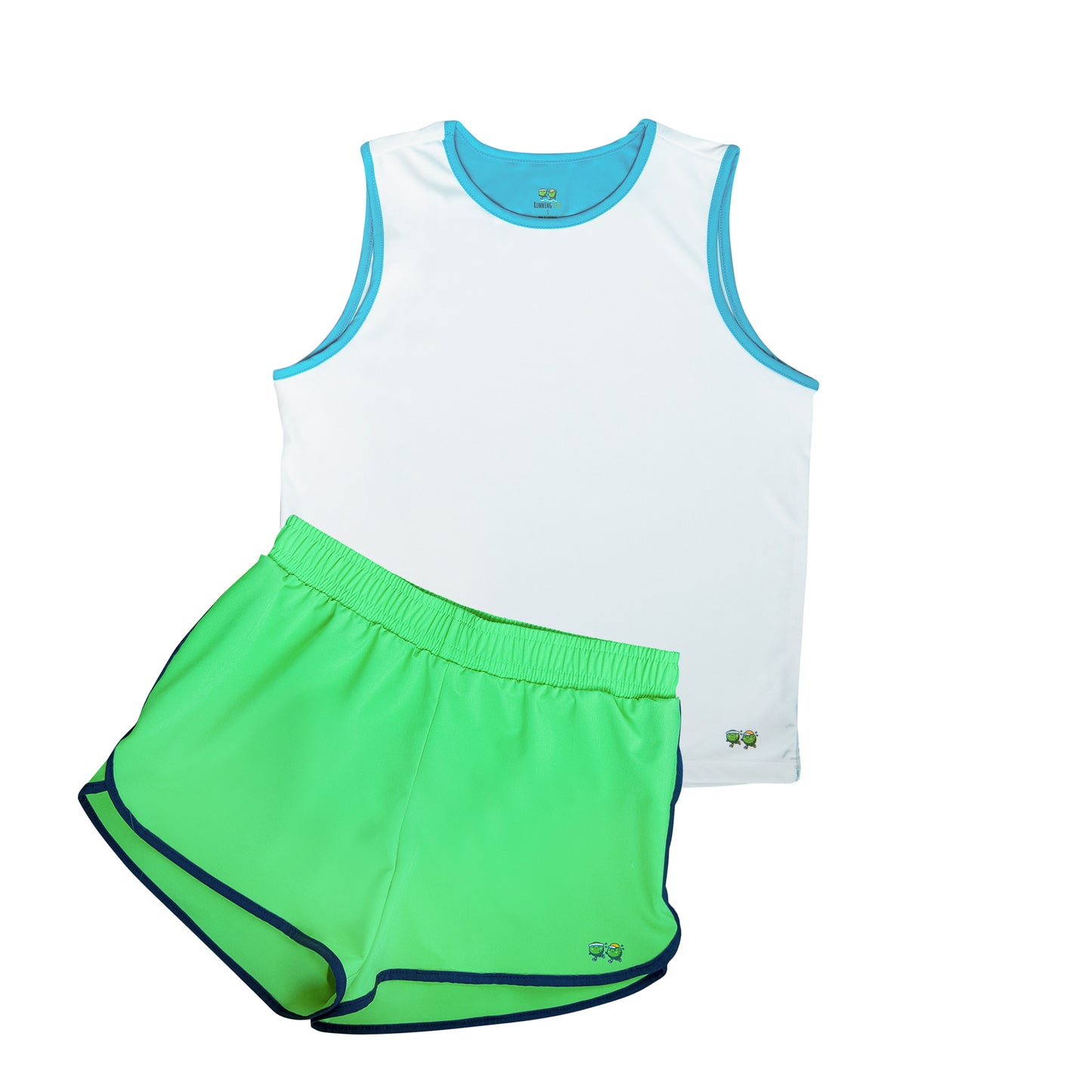 kid's running kit, kid's tank top, kid's running short white/green combo