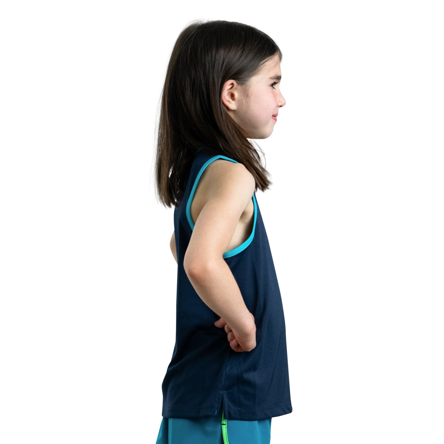 navy singlet, navy tank top, kids running tank top