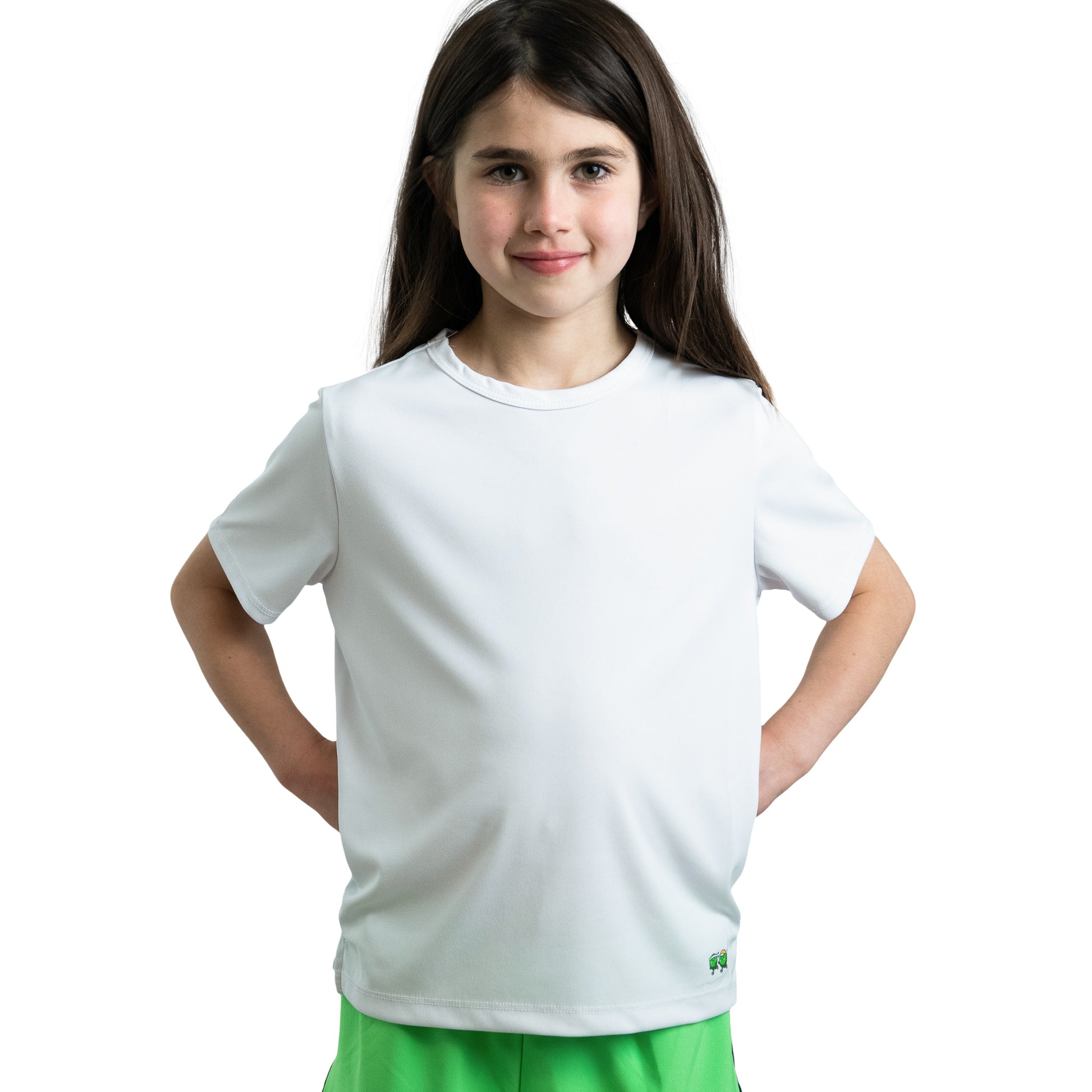 white kid's running t-shirt, white  kid's t-shirt